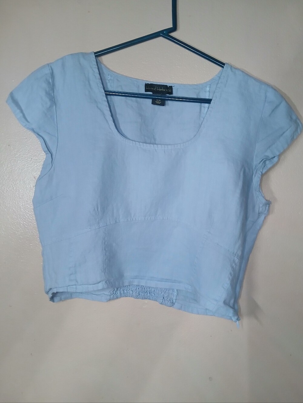 House of Harlow 1960 100% Linen Light Blue Top